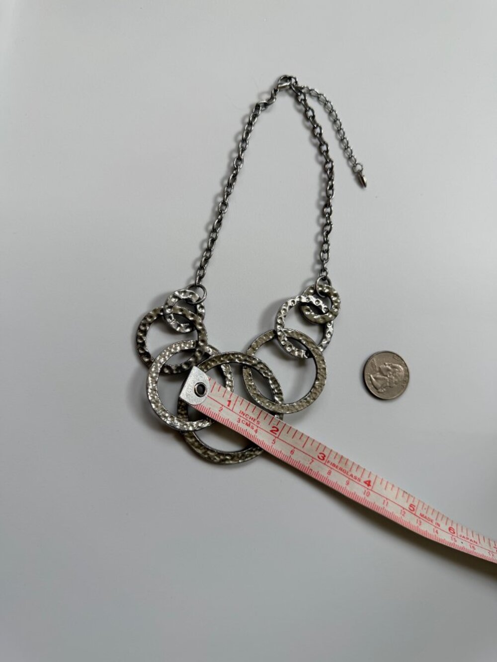 Silver large ring 16" necklace - Picture 7 of 7